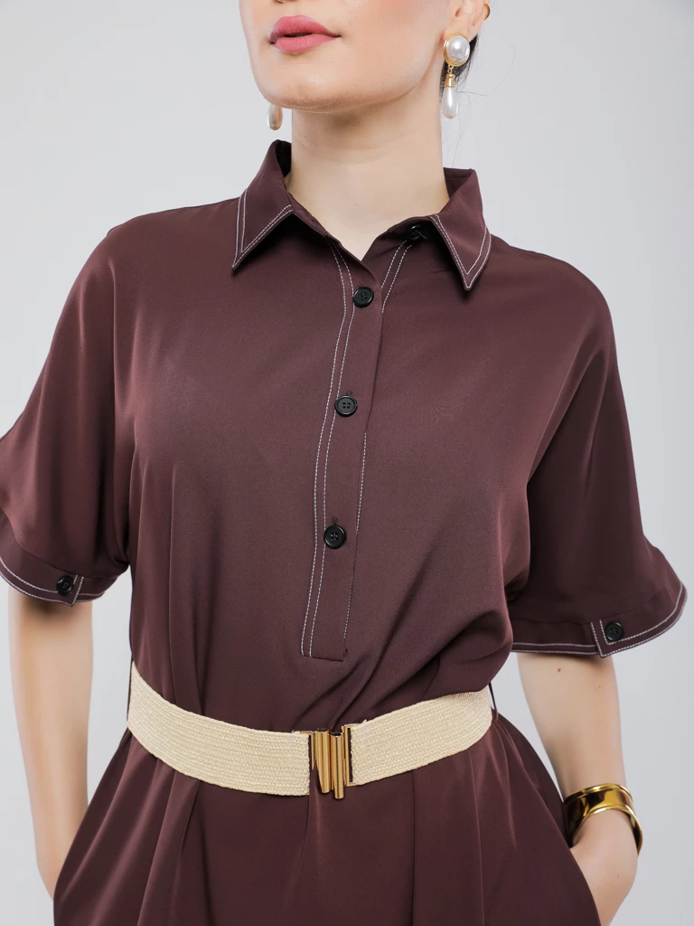 ROBE CHEMISE MIDI AVEC CEINTURE