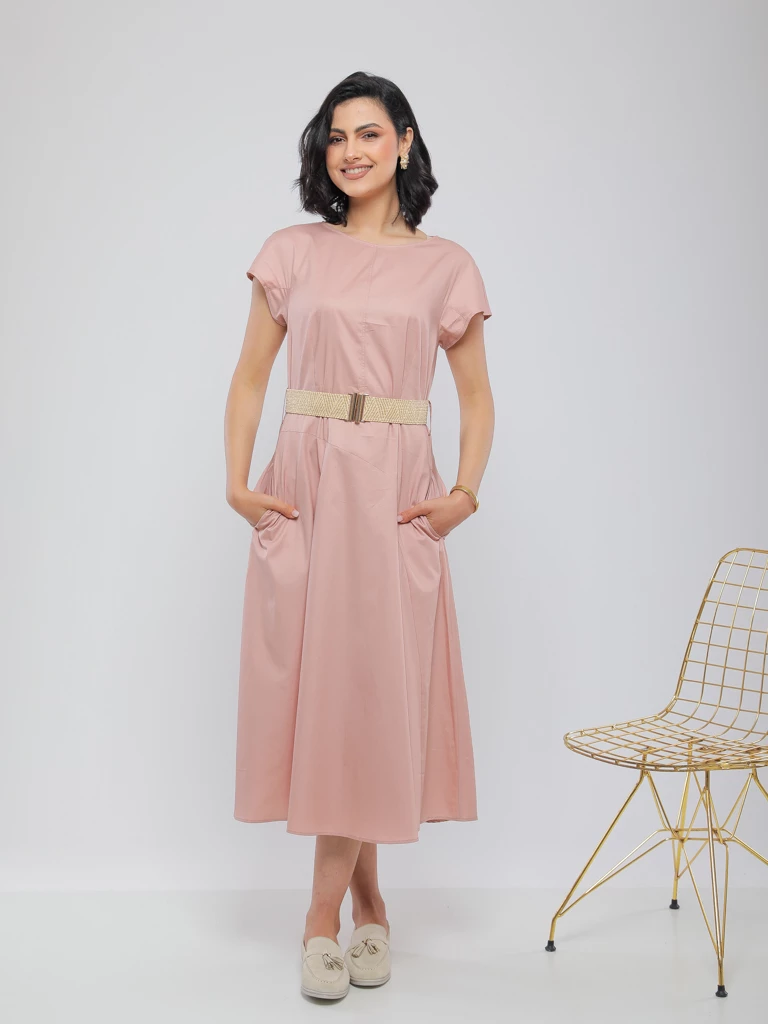 ROBE MI-LONGUE EN POPLINE