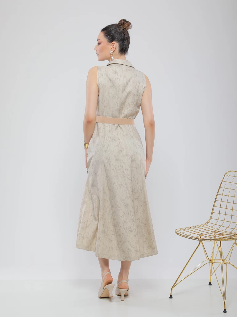 ROBE M- LONGUE À COL REVERS