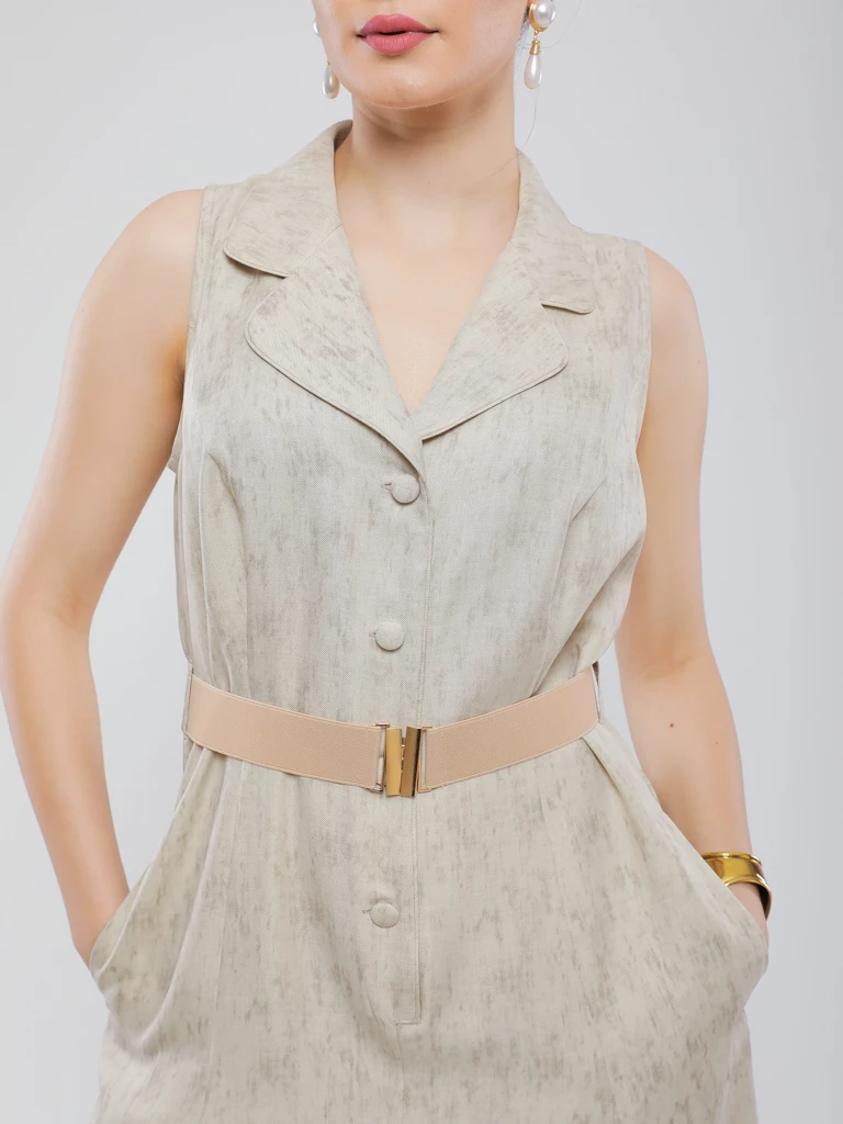 ROBE M- LONGUE À COL REVERS