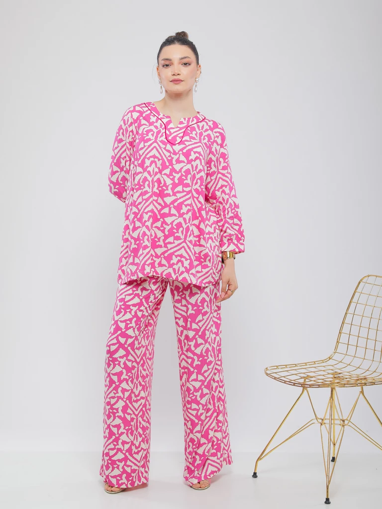 PANTALON IMPRIME LARGE À COUPE CONFORTABLE