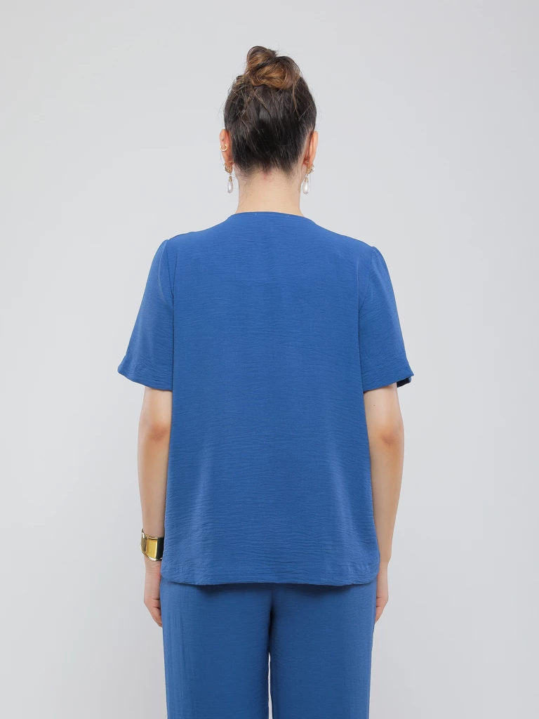 BLOUSE FLUIDE À COL EN V ET MANCHES TOMBANTES