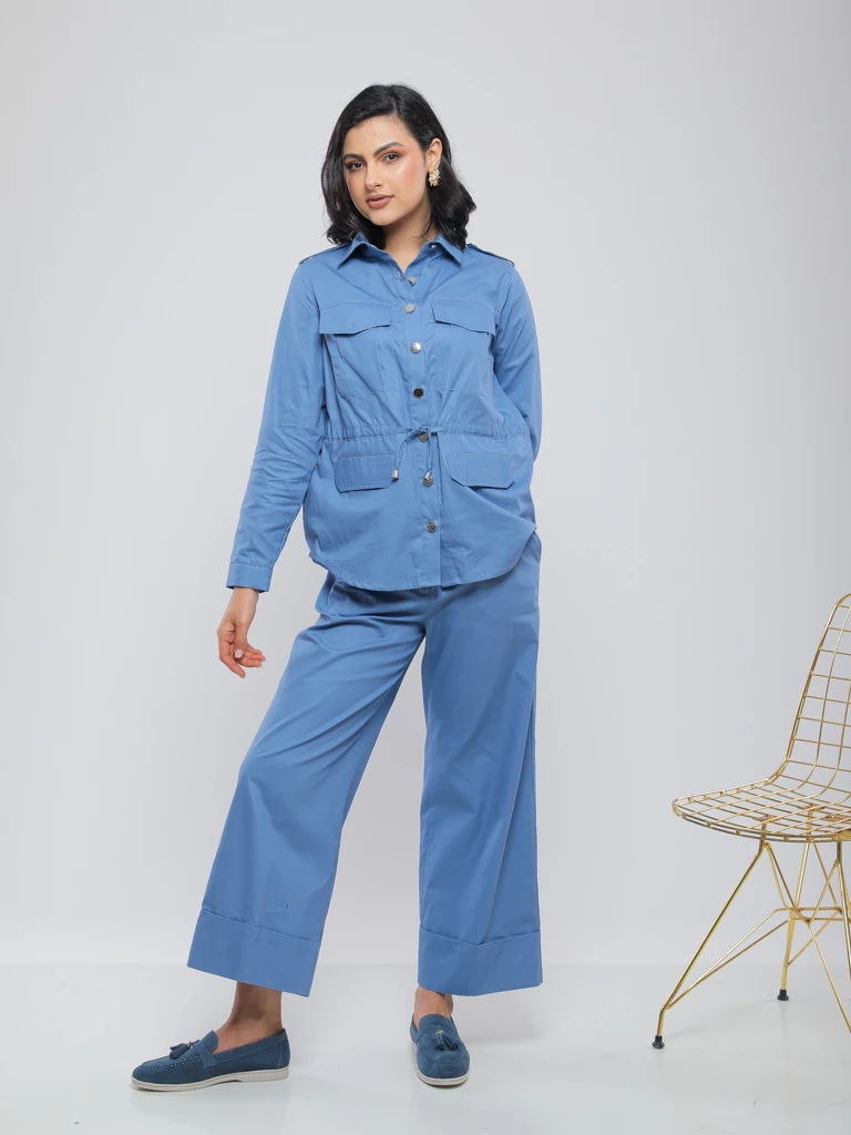 CHEMISE SAHARIENNE A POCHES PLAQUEES