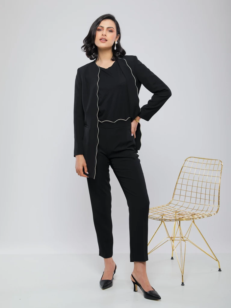 VESTE LONGUE FESTONNÉE
