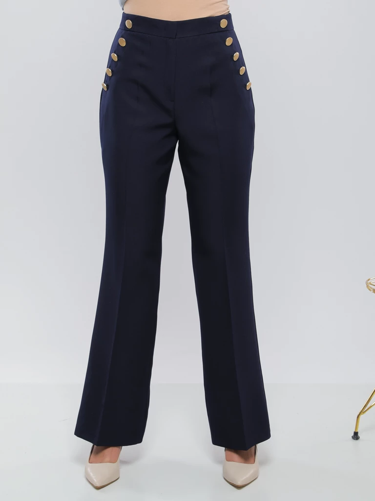 PANTALON LARGE À BOUTONS DORÉS