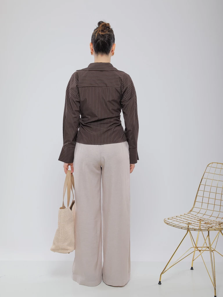 PANTALON LARGE À TAILLE ÉLASTIQUE