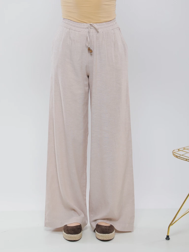 PANTALON LARGE À TAILLE ÉLASTIQUE