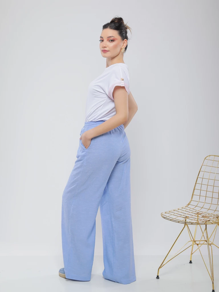 PANTALON LARGE À TAILLE ÉLASTIQUE