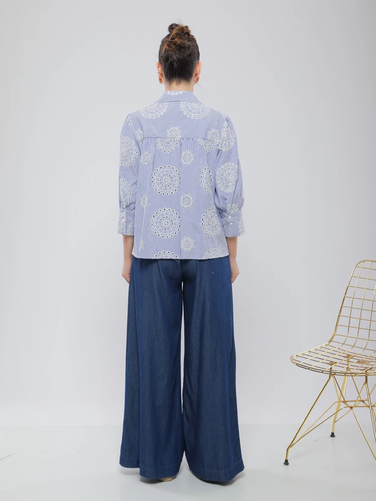 CHEMISE RAYÉE À MOTIF BRODÉ