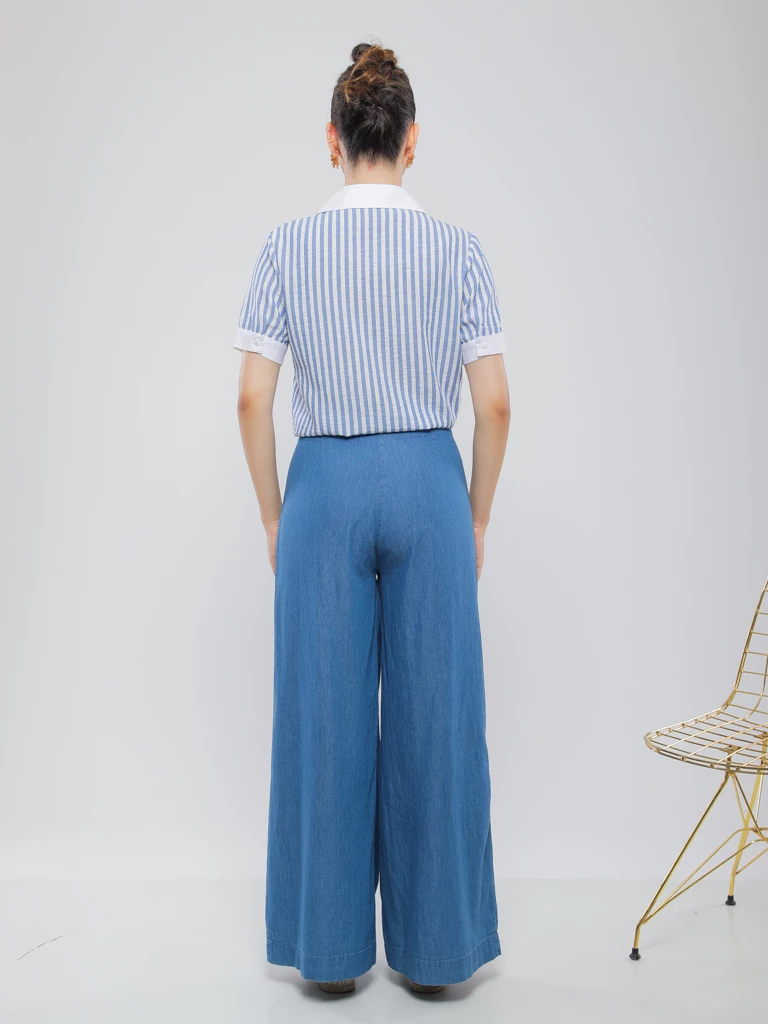 CHEMISE ESTIVALE À BAS NOUÉ ET REVERS AUX MANCHES
