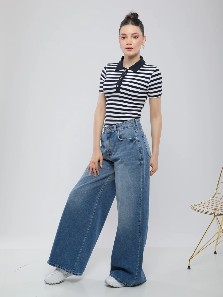 POLO RAYÉ À MANCHES COURTES