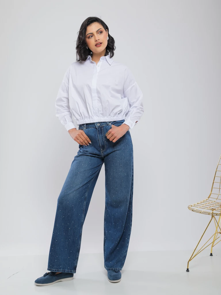 CHEMISE AMPLE À BAS ÉLASTIQUE