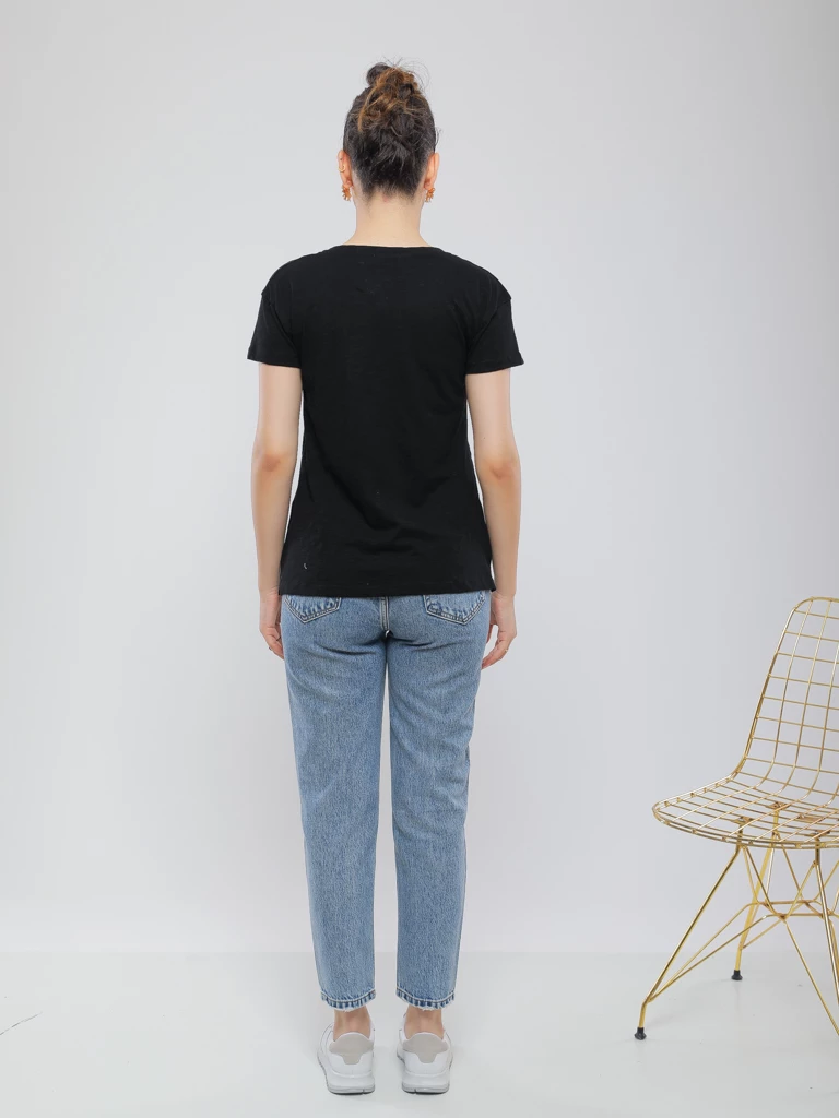 T-SHIRT COTON À POCHE AVEC DÉTAILS PERLÉS