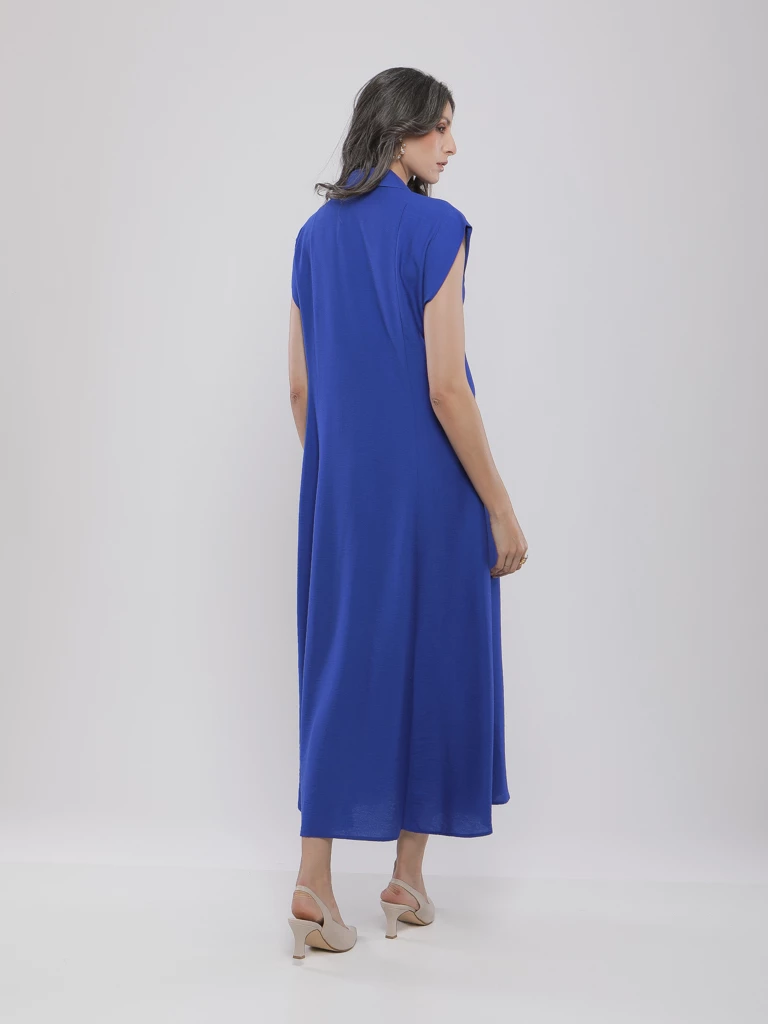 ROBE MIDI CHIC À COL CHEMISE ET BROCHE