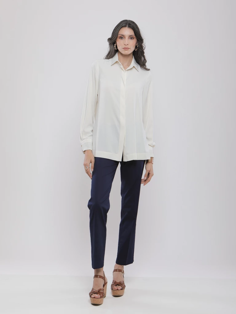 CHEMISE FLUIDE DÉTAILS RAYÉS