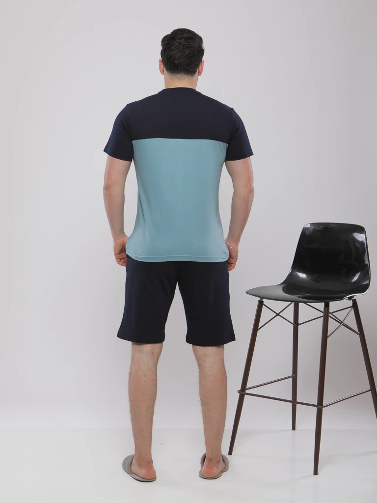 PYJASHORT BICOLORE À COL ROND