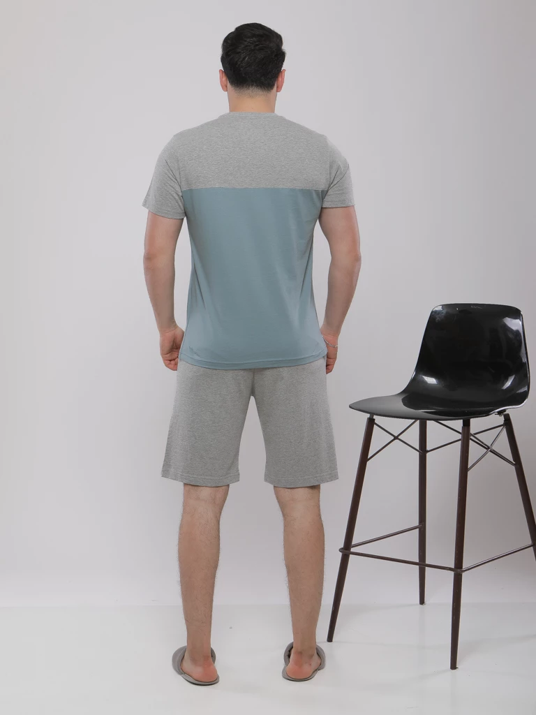 PYJASHORT BICOLORE À COL ROND