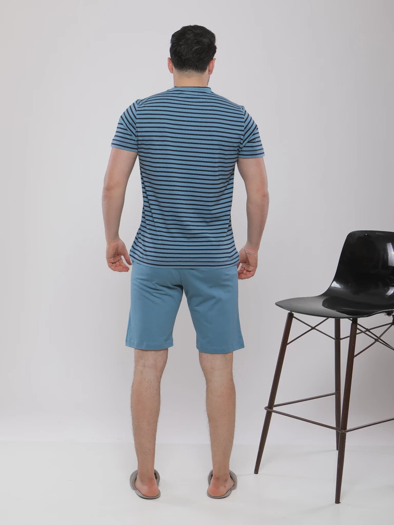 PYJAMA-SHORT A RAYURES COL EN V