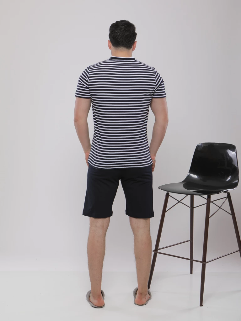 PYJAMA-SHORT A RAYURES COL EN V