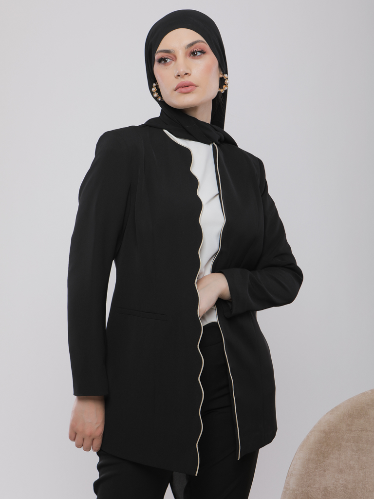 VESTE LONGUE FESTONNÉE