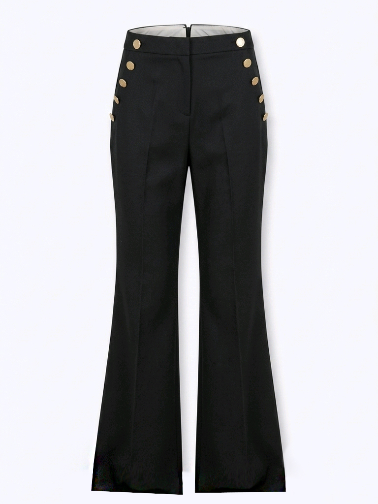PANTALON LARGE À BOUTONS DORÉS