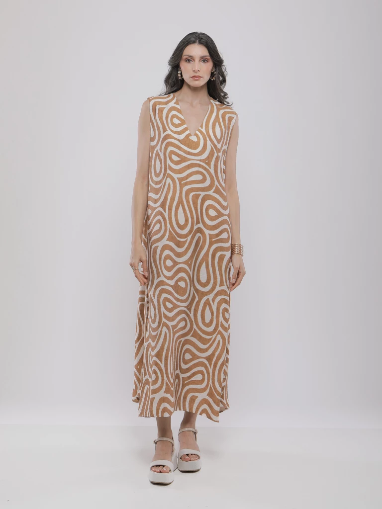 ROBE LONGUE IMPRIMÉE ABSTRAITE