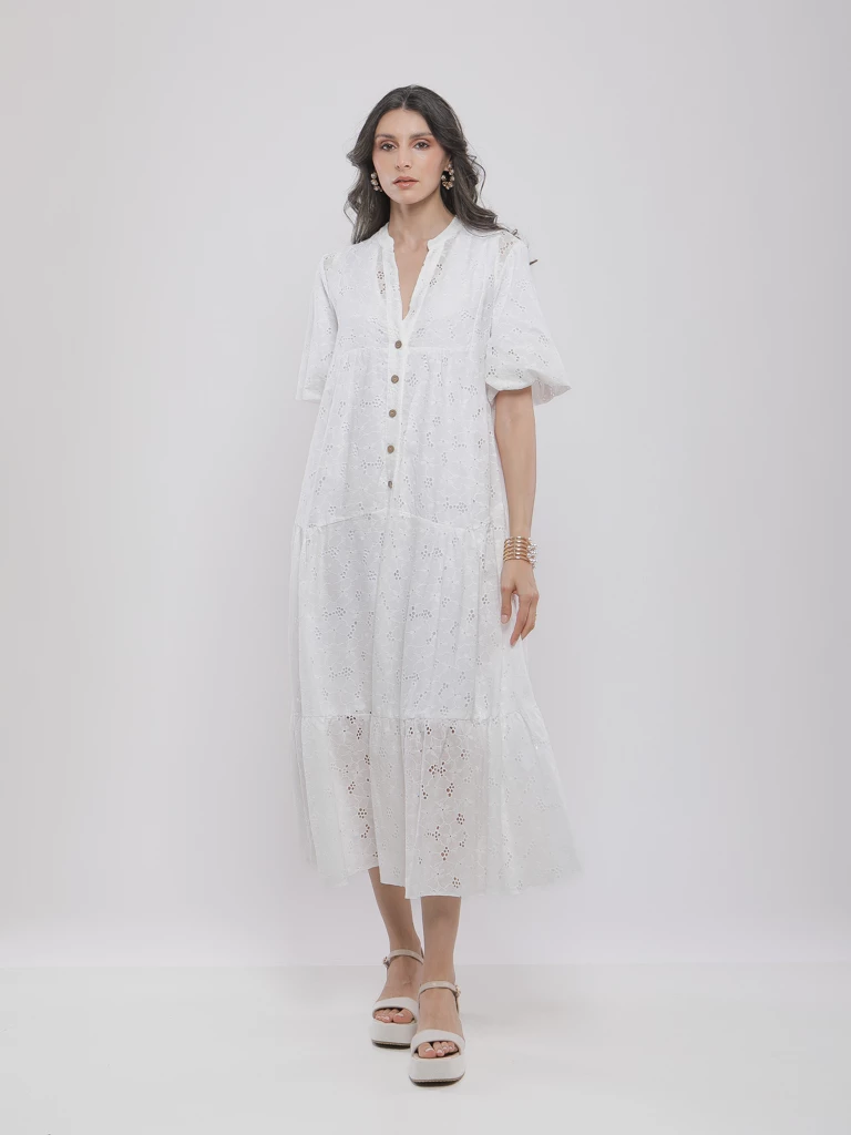 ROBE LONGUE EN BRODERIE ANGLAISE
