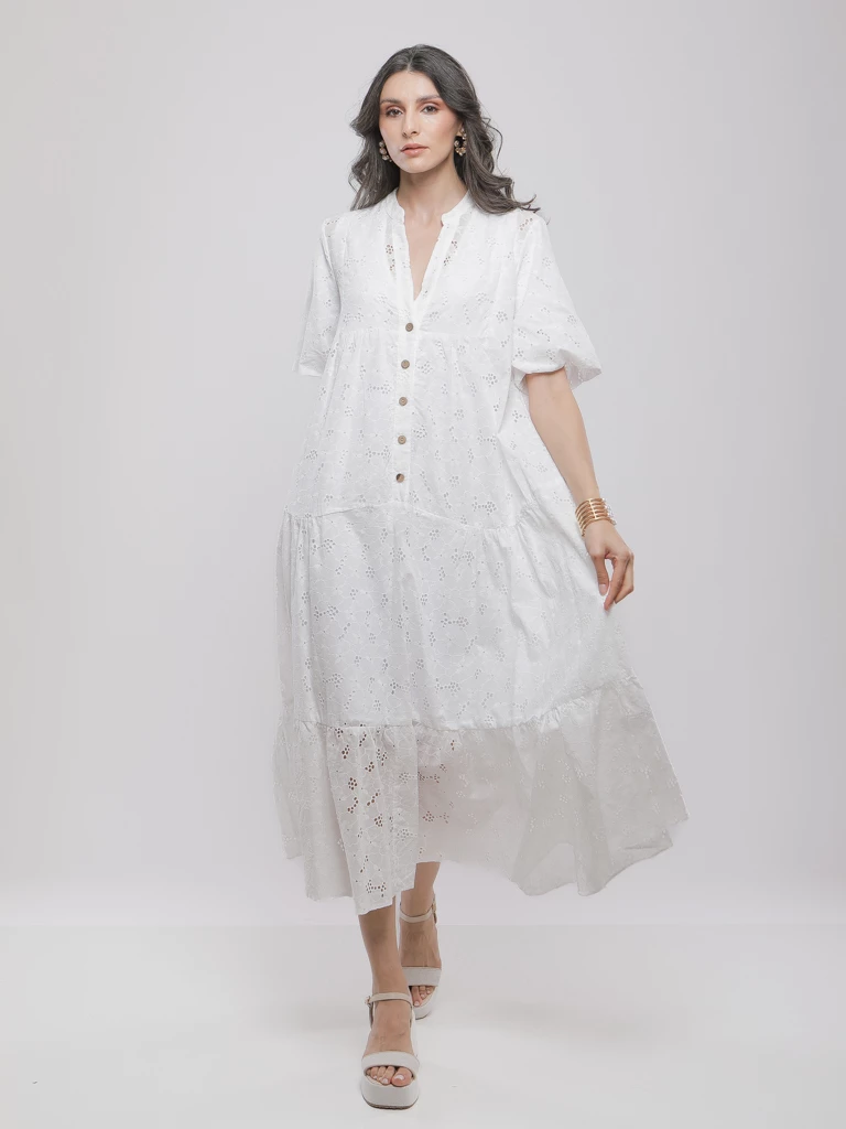 ROBE LONGUE EN BRODERIE ANGLAISE