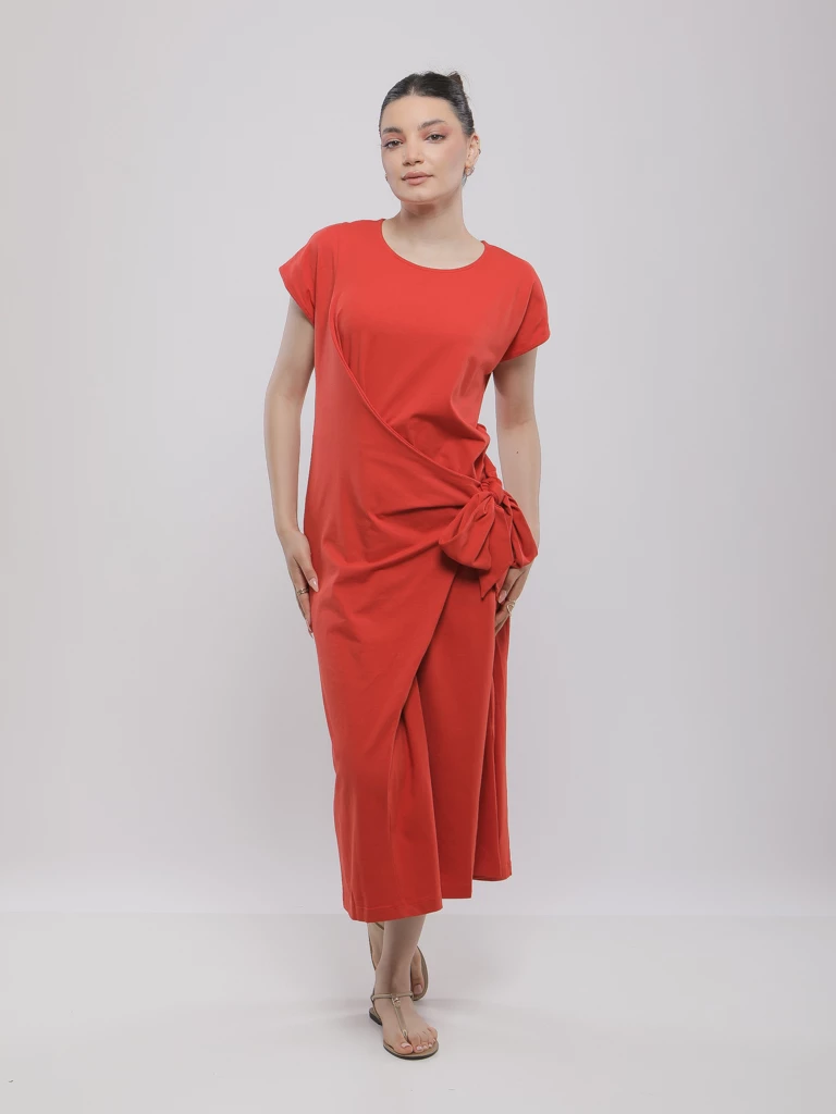 ROBE MI-LONGUE A NŒUD
