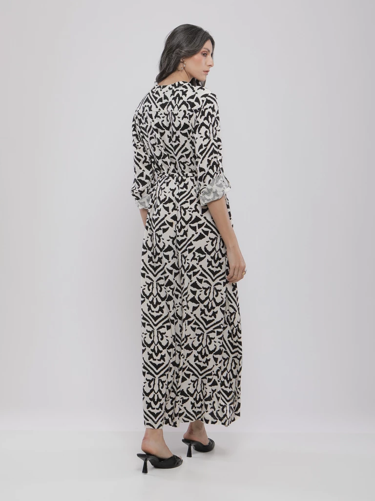 ROBE LONGUE IMPRIMÉE À CEINTURE