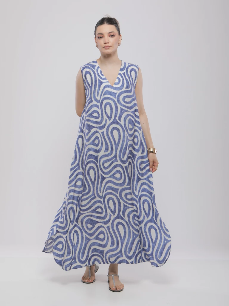 ROBE LONGUE IMPRIMÉE ABSTRAITE
