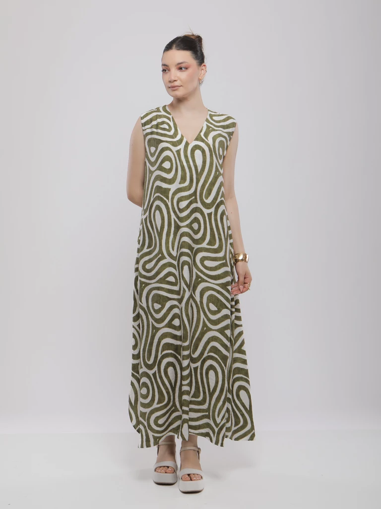 ROBE LONGUE IMPRIMÉE ABSTRAITE