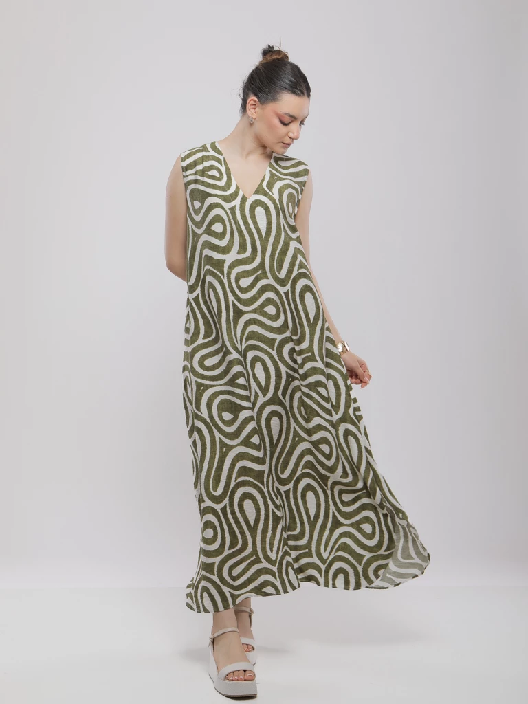 ROBE LONGUE IMPRIMÉE ABSTRAITE
