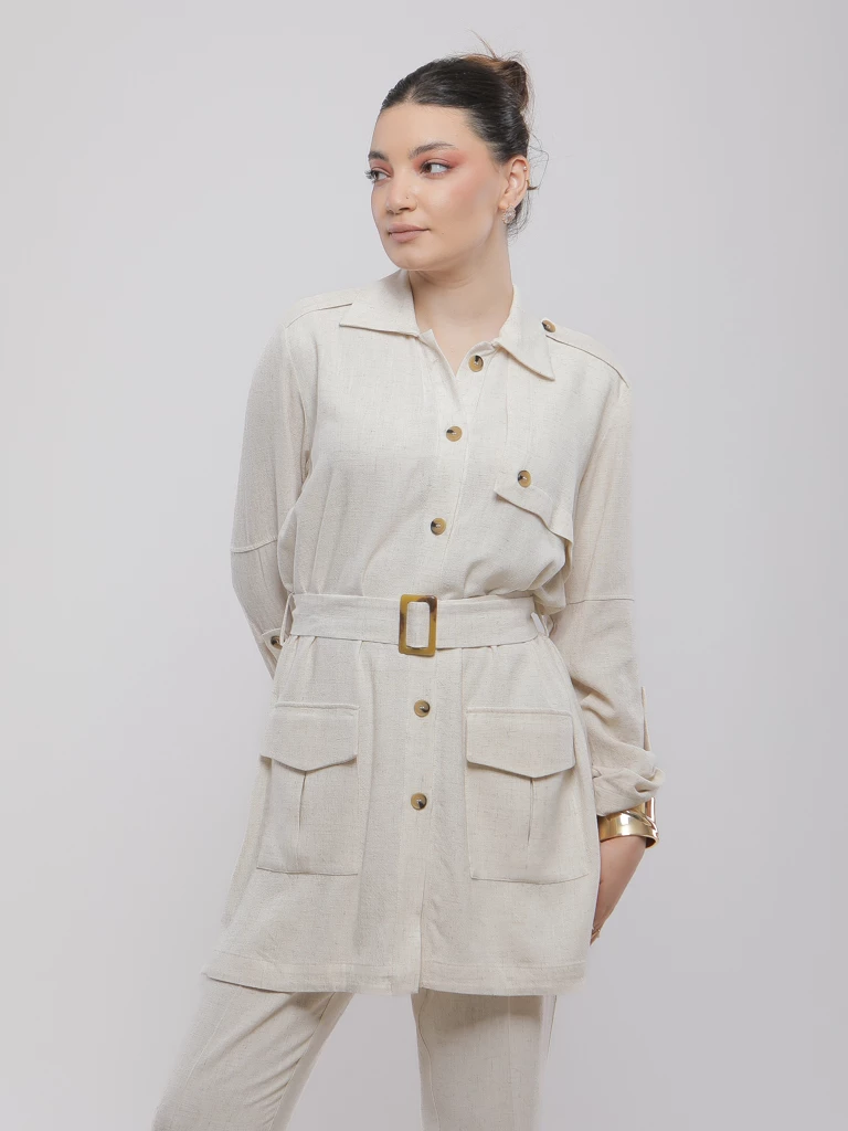 CHEMISE LONGUE SAFARI AVEC CEINTURE