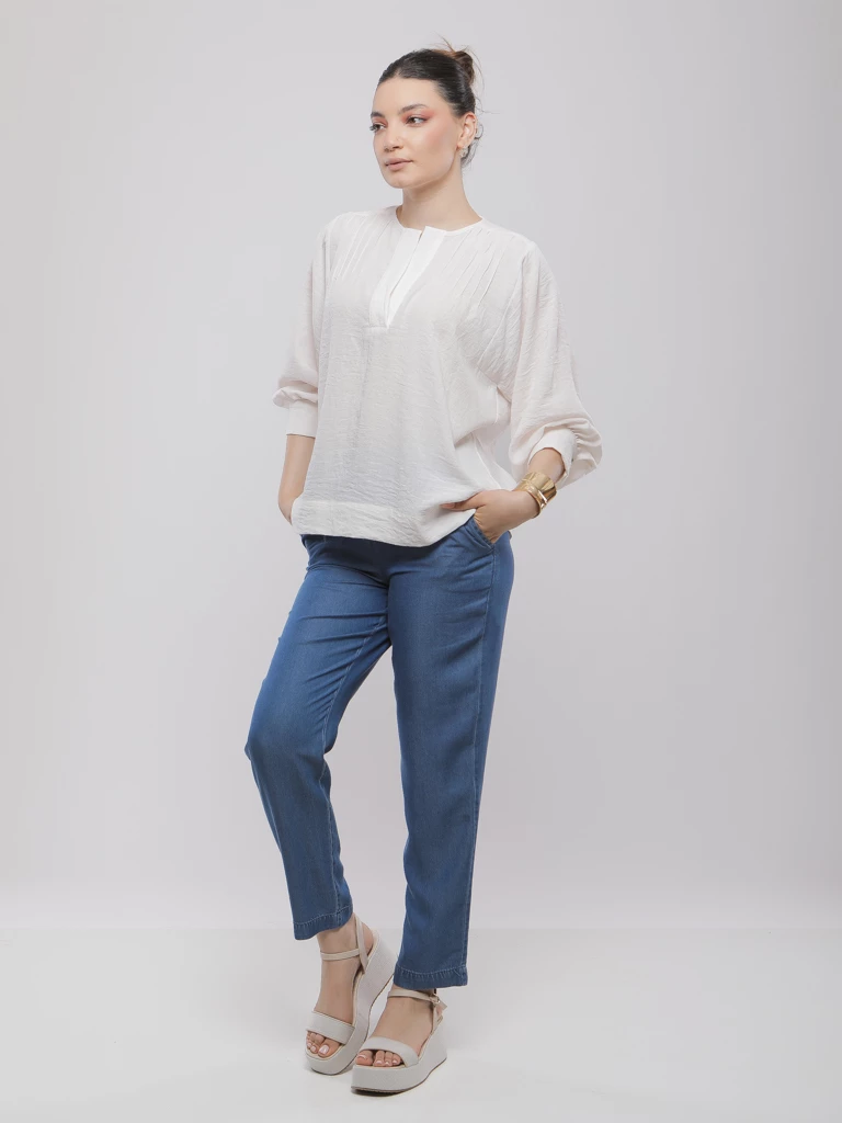 PANTALON FUSEAU SOUPLE À TAILLE ÉLASTIQUÉE AVEC CORDON