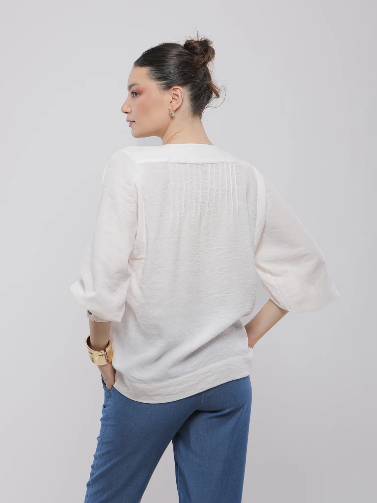 BLOUSE FLUIDE À MANCHES BOUFFANTES