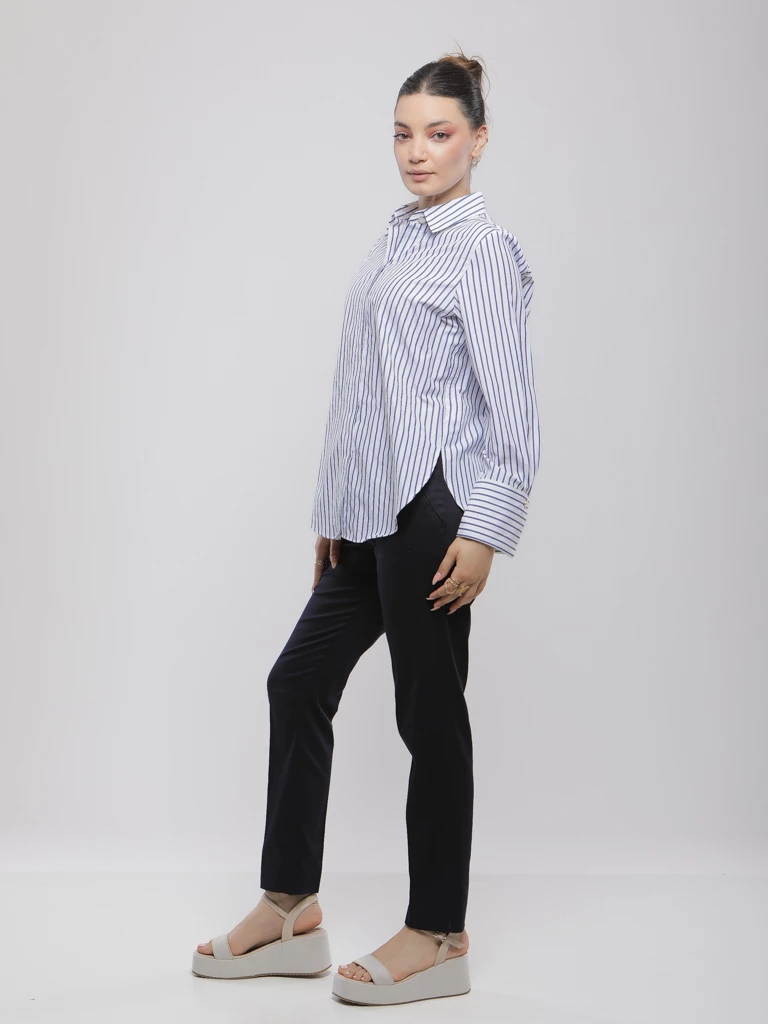 CHEMISE RAYÉE À REVERS OVERSIZE