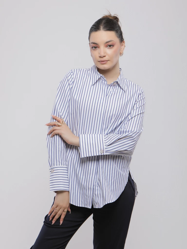 CHEMISE RAYÉE À REVERS OVERSIZE