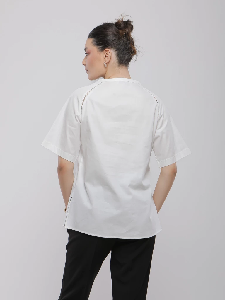 CHEMISE EN POPLINE A COL ROND