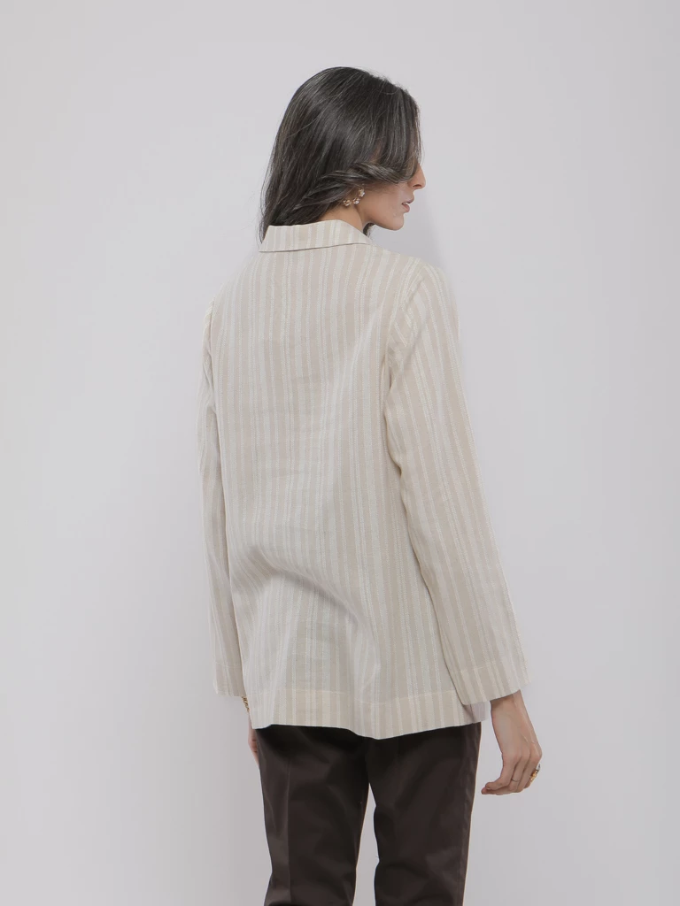 CHEMISE LONGUE EN LIN À RAYURES