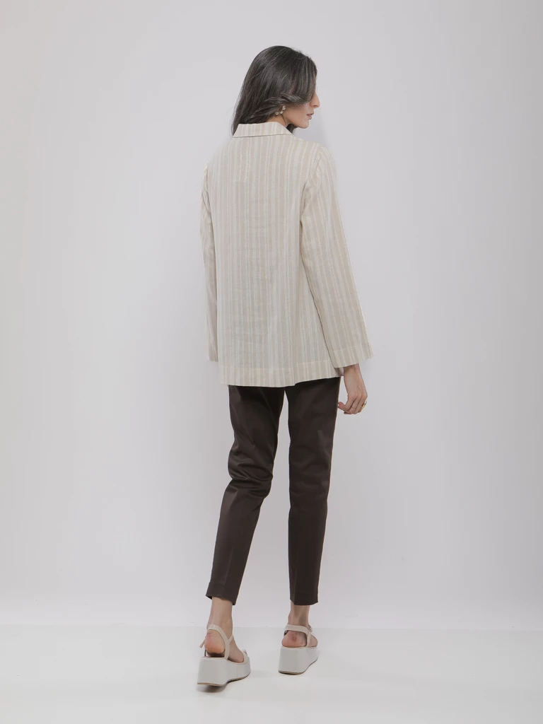 CHEMISE LONGUE EN LIN À RAYURES