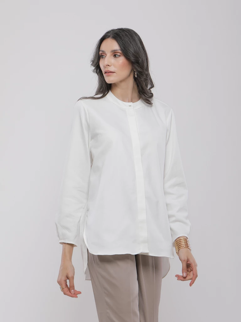 CHEMISE LONGUE À COL OFFICIER