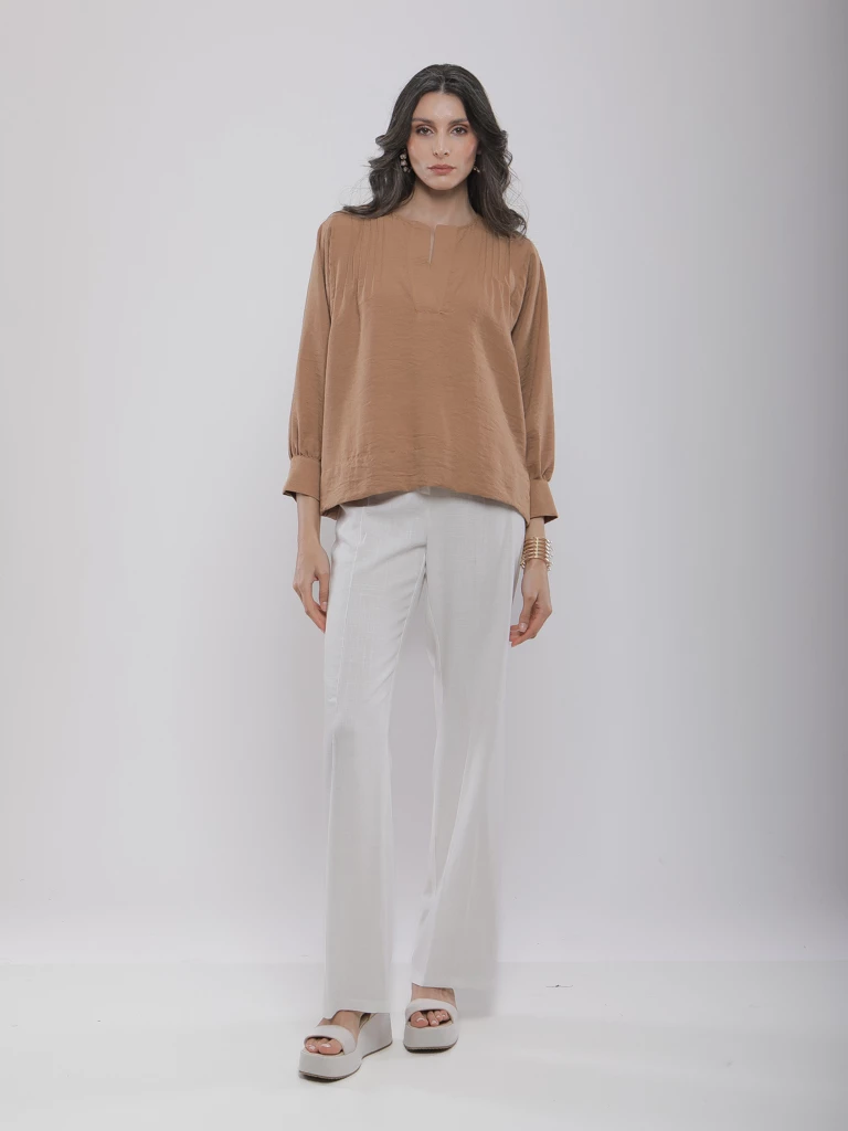 BLOUSE FLUIDE À MANCHES BOUFFANTES