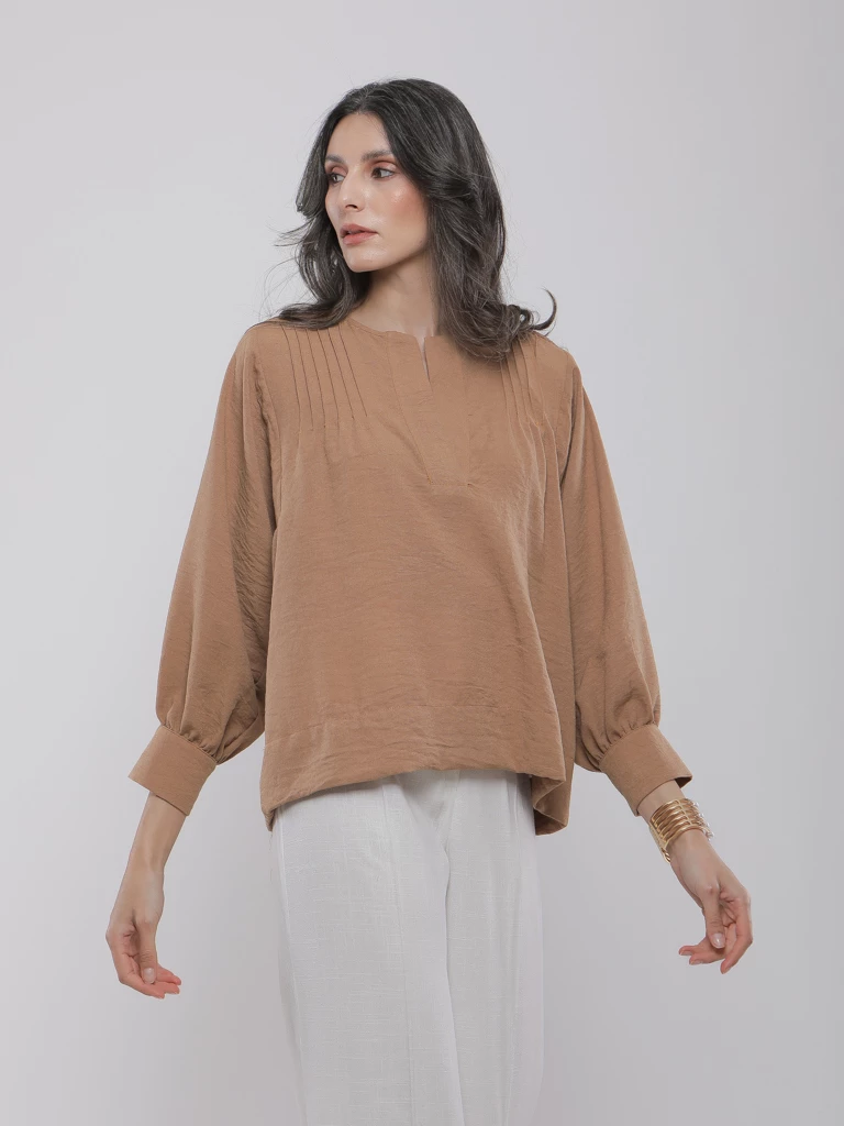 BLOUSE FLUIDE À MANCHES BOUFFANTES