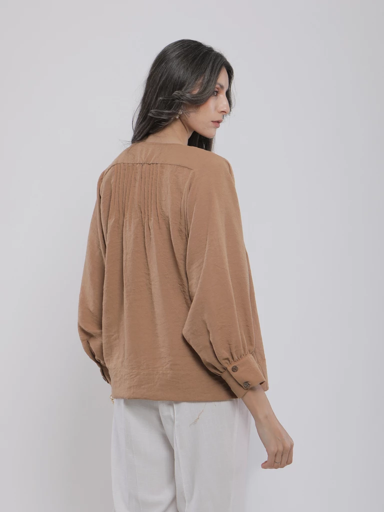 BLOUSE FLUIDE À MANCHES BOUFFANTES