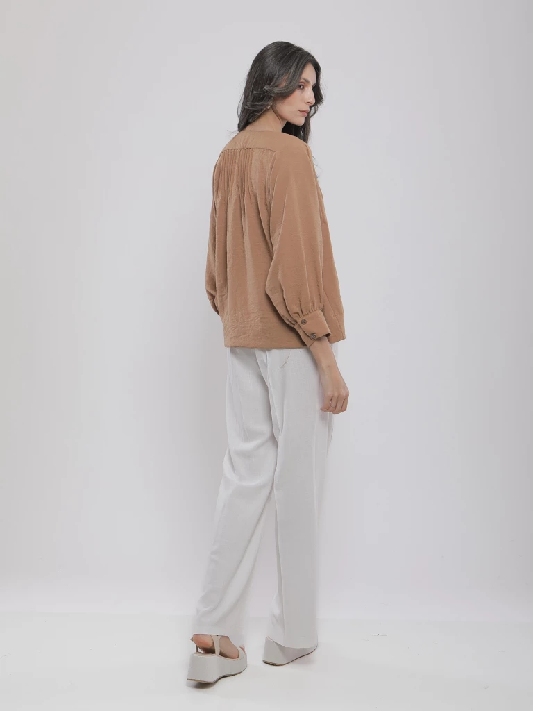 BLOUSE FLUIDE À MANCHES BOUFFANTES