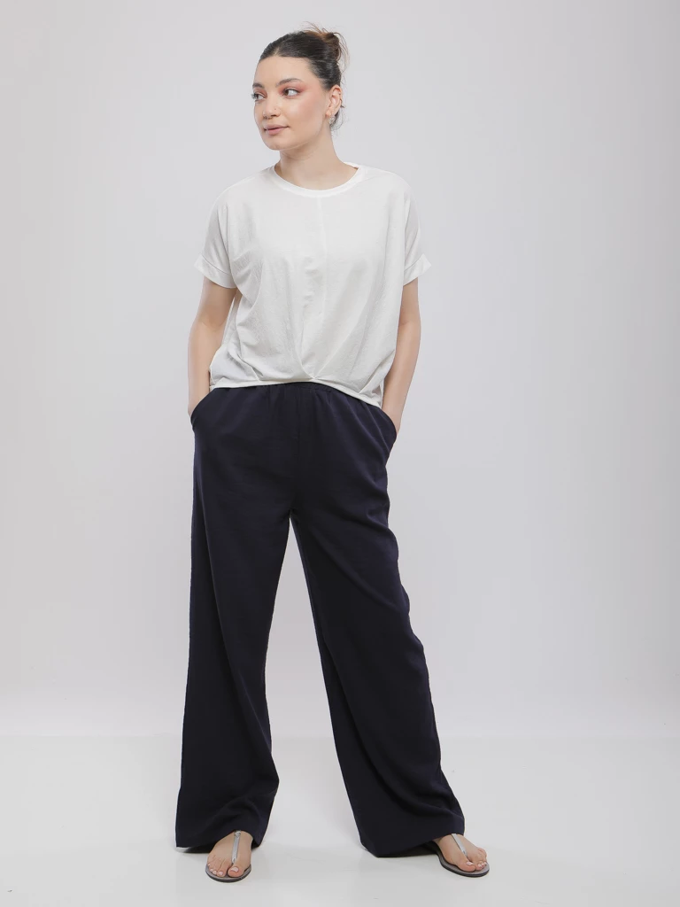 PANTALON LARGE À TAILLE HAUTE AVEC POCHES