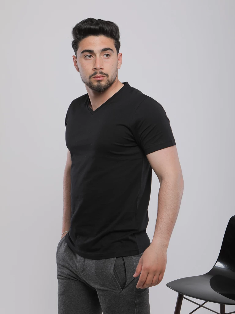 T-SHIRT EN COTON À COL V
