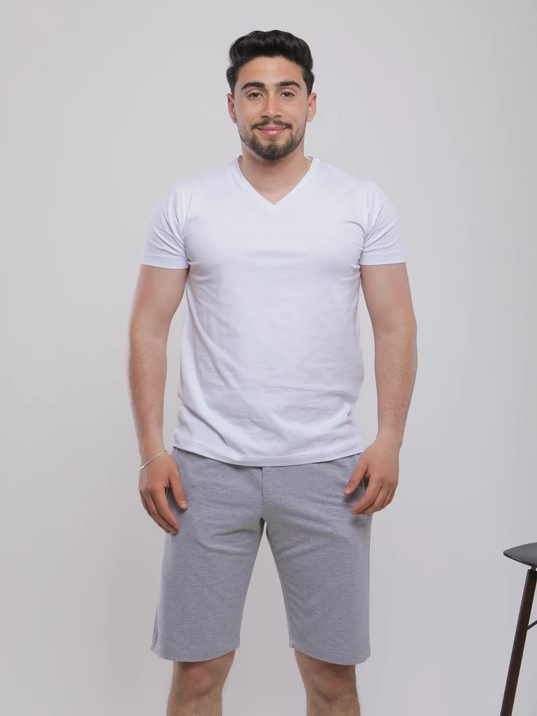 T-SHIRT EN COTON À COL V