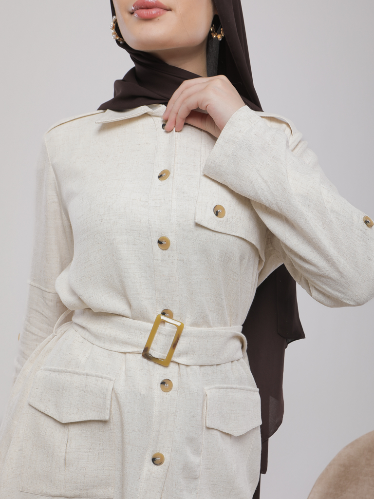 CHEMISE LONGUE SAFARI AVEC CEINTURE